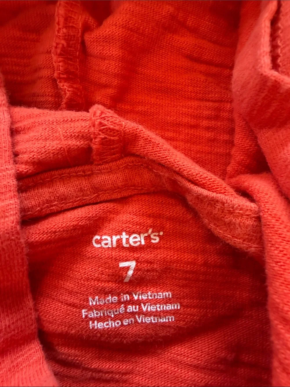 Carter's Orange Hooded Henley Sweatshirt